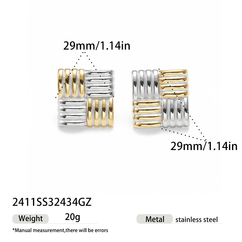 TENA Europa y los Estados Unidos transfronterizos inswind diseño de geometría de acero inoxidable pendientes a rayas cuadradas lujosas de alta calidad para mujeres