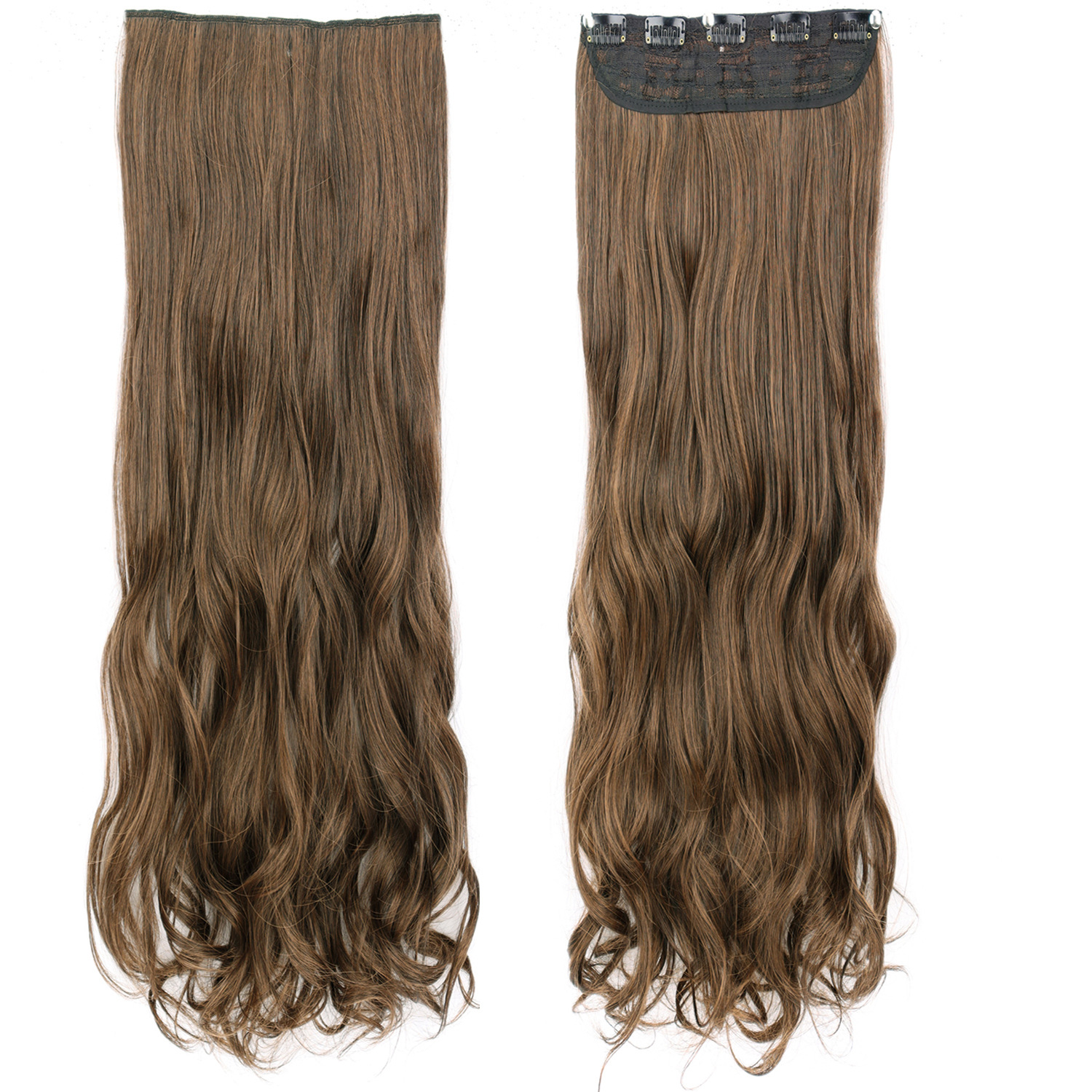 Exalargo de 80 cm, extensión de cabello de peluca, cabello rizado de una pieza de cinco cartas, extensión de cabello de fibra química, filamento de alta temperatura, cabello largo y rizado