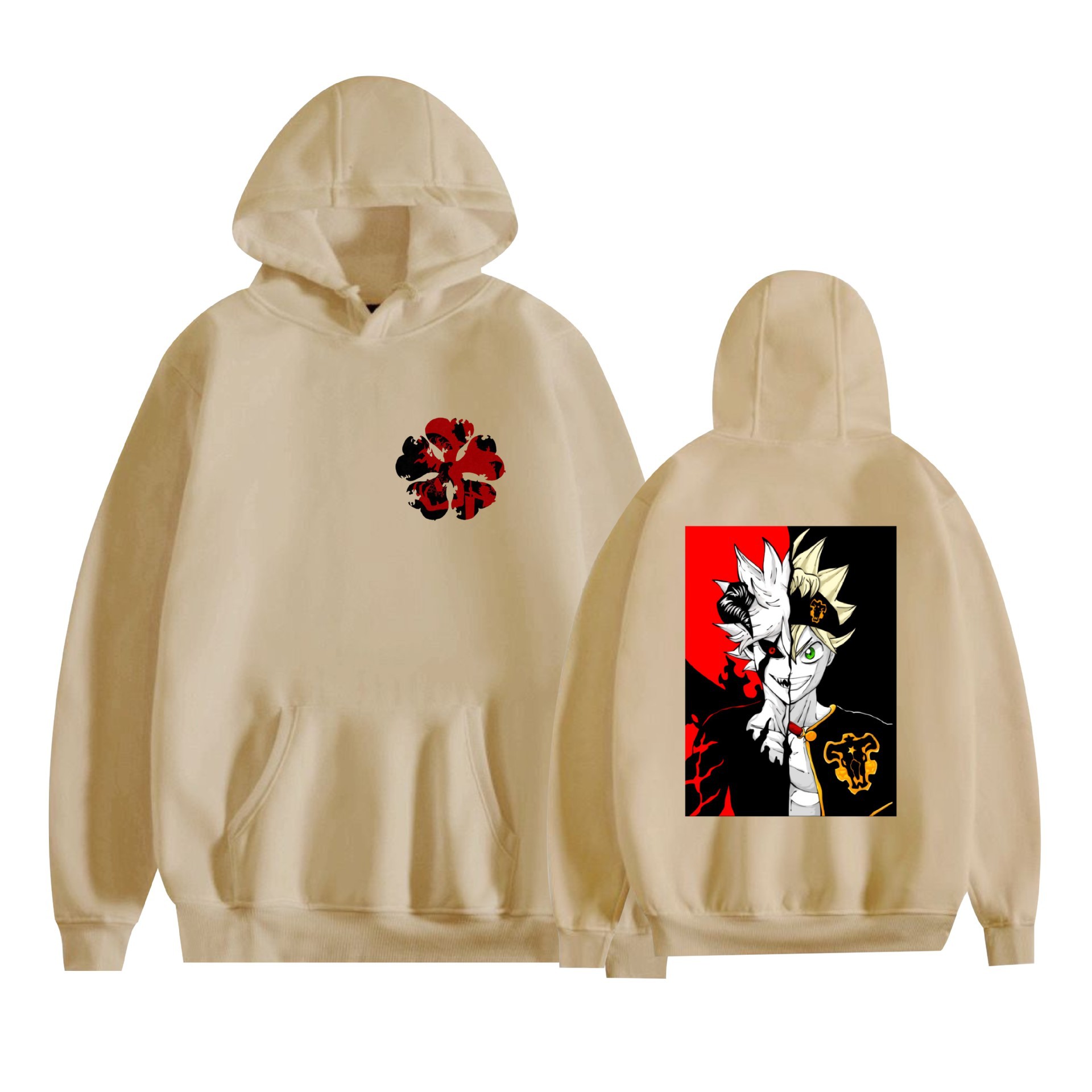 Trébol de cuatro hojas negro nuevo transfronterizo Black Clover animación periféricos hombres y mujeres suéter con capucha suelto casual