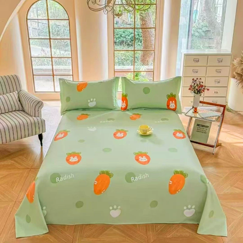 Утолщенная простыня из чистого хлопка, одна наволочка, комплект из трех предметов с рисунком, охлаждающий коврик, двойной, одинарный, полностью хлопковый, льняной, летний