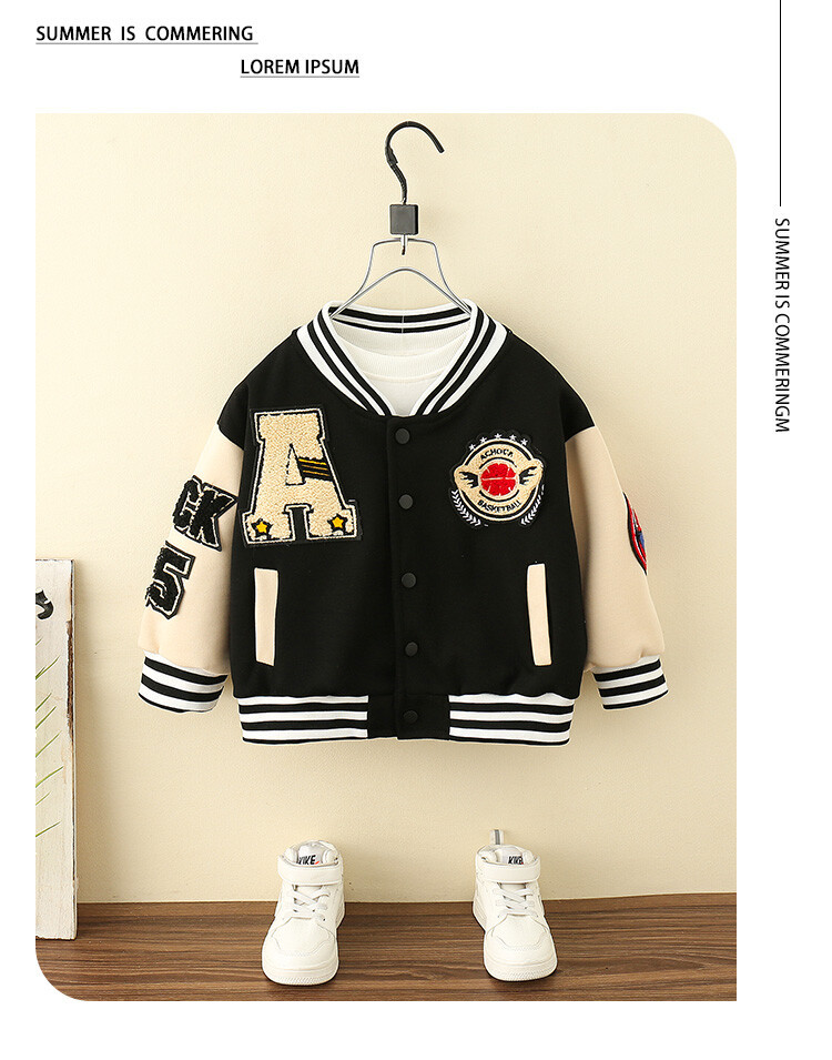 Boys' A-line Labeled Baseball Jersey 2024 Spring and Autumn New Korean Edition Children's Fashion Brand Coat Baby_voghion.com