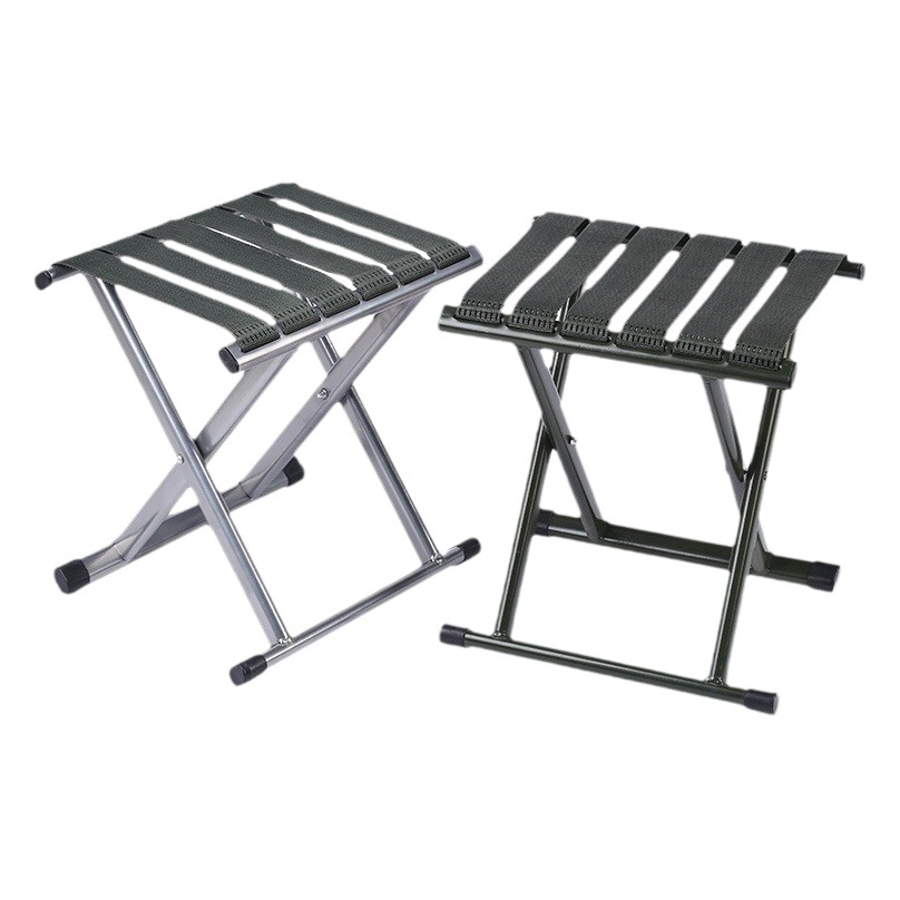 School Military Training Folding Iron Stool for Home Use, Barbecue Shop Skewer Small Stool, Fishing Camping Chair with Backrest
