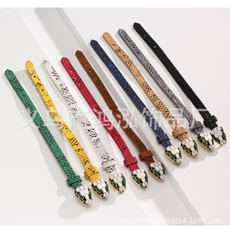 Snake Head Bracelet Pu Cross-Border Export Hot Selling Personalized Fashion Bracelet Bracelet Buckle High Quality Electroplating Unisex Snake Head Bracelet Pu Cross-Border Export Hot Selling Personalized Fashion Bracelet Bracelet Buckle High Quality Electroplating Unisex