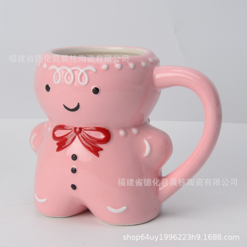 En stock cerámica Navidad hombre taza de pan de jengibre cerámica árbol de Navidad Taza de cerámica panqueque tostada cerámica taza de agua