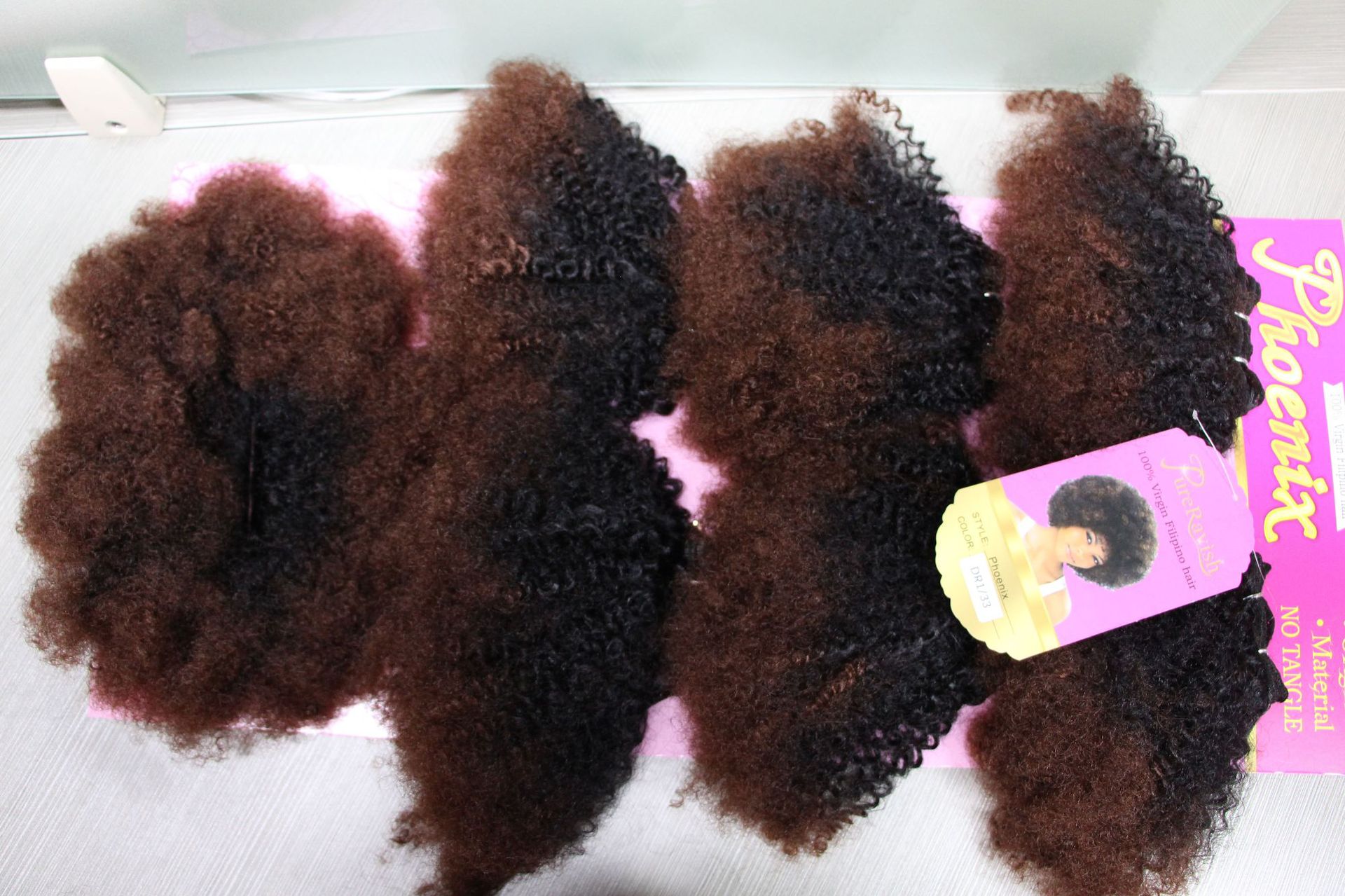 7pcs / Pack Negro Afro Kinky Curly Hair Weft con cierre