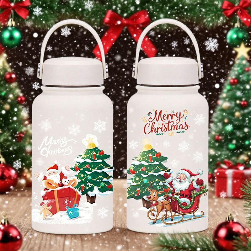 Regalos de Navidad de gran capacidad taza de calor personalizada patrón al aire libre portable taza de agua de Santa