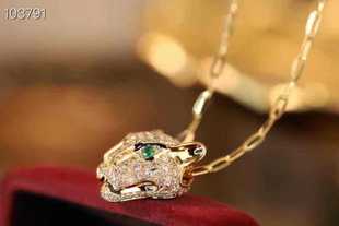 2023 New Product I Came to the Moon Just because You Are Domineering and Cute in the Mountains 18K Diamond Small Leopard Head Necklace