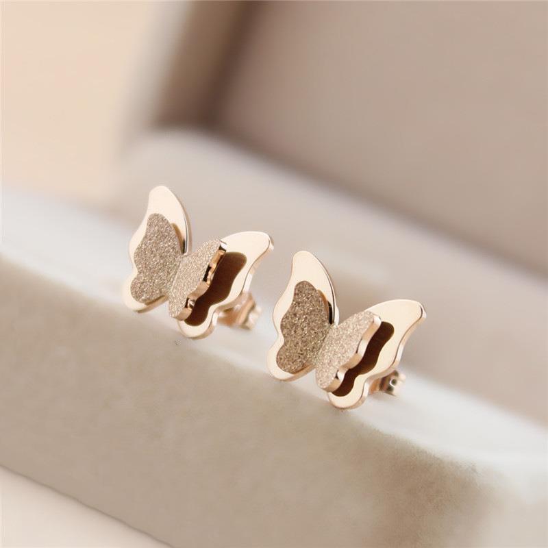 4g Weight Fashion Simple Style Butterfly Titanium Steel Plating Butterfly Earrings