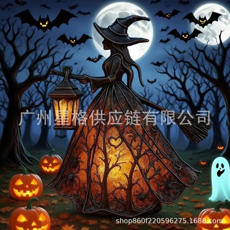 亚马逊新品 Halloween Witch Lamp 万圣节女巫灯 桌面家居装饰|undefined