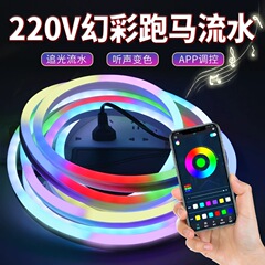 220v幻彩灯带跑马灯户外防水led七彩流水追光变色硅胶霓虹rgb灯条