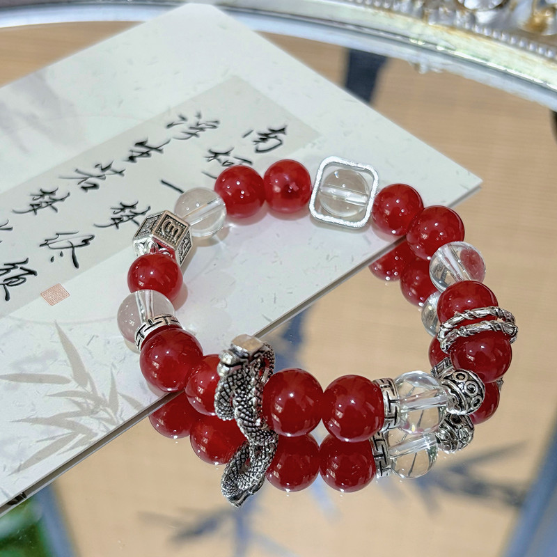 Pareja original estilo antiguo hecha a mano pan de dragón con cuentas pulseras pulseras para hombres niñas nuevas joyas de muñeca china