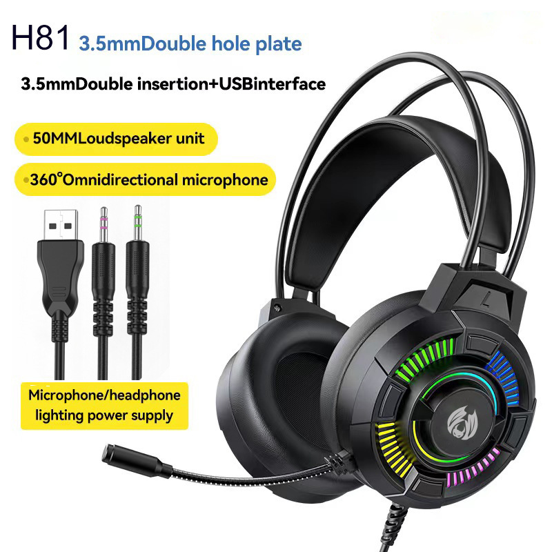 in stock Sale H81 Luxury Game Headset Cross-border E-commerce Hot Sale Headset RGB Luminous Game Headset