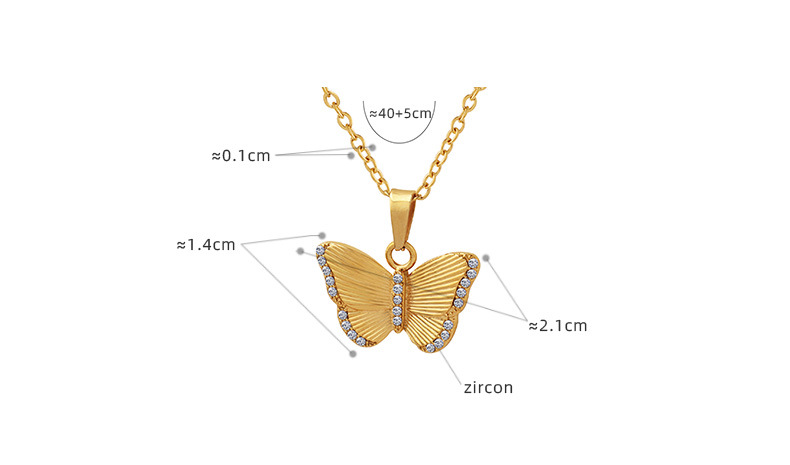 Fashion Butterfly Titanium Steel Pendant Necklace Plating Inlay Zircon Stainless Steel Necklaces display picture 1