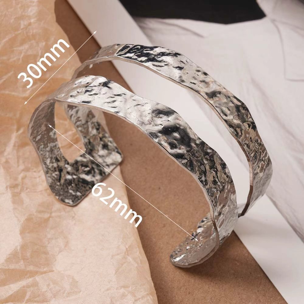 Amazon tendencia venta brillante irregular doble pulsera de mujer en forma de C creativa de alto nivel joyería universal nicho