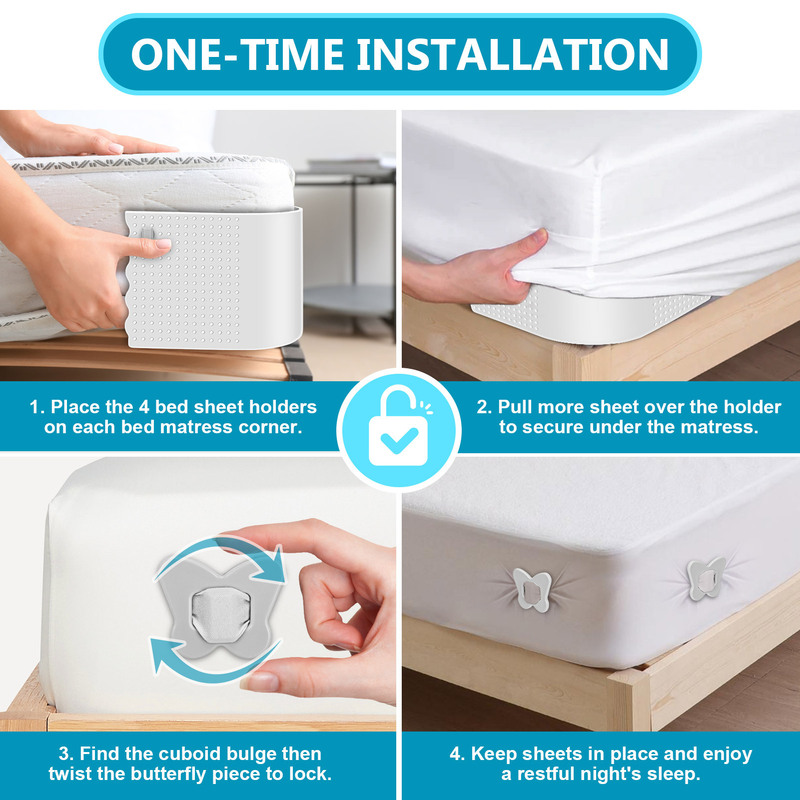 アップグレード版シリコンシーツ固定器防走滑り止めシーツ留め具ステルスベッドシングルベッド固定ブラケット|undefined