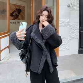 现货%羊毛加厚大翻领双面呢羊毛大衣女外套2025