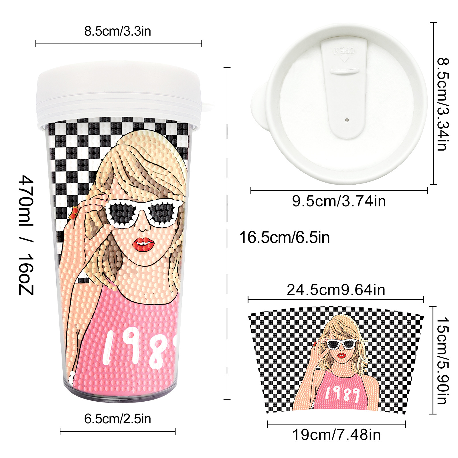 Diamante pintado periferia taza diy diamante pintado completo perforación artesanía pegatinas botella de agua distribuida al por mayor