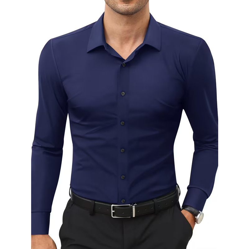 Cross-Border Hot-Selling Four-Way Stretch White Button-Down Men's Plus-Size Shirt, Business Bestseller, Amazon Men's Long-Sleeve Shirt Cross-Border Hot-Selling Four-Way Stretch White Button-Down Men's Plus-Size Shirt, Business Bestseller, Amazon Men's Long-Sleeve Shirt