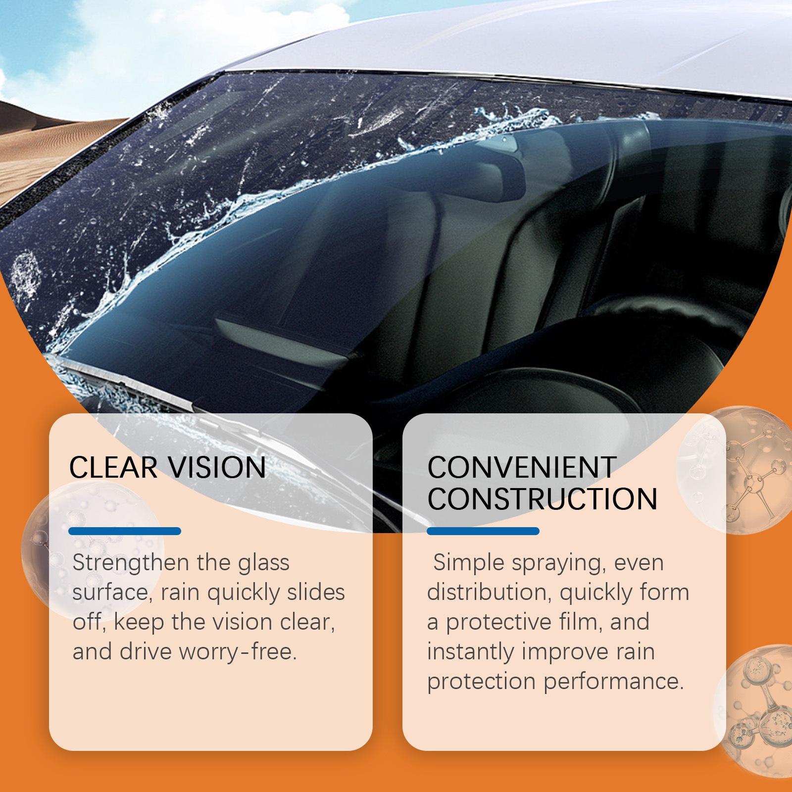 Homonth Car Glass Rainproof Agent Car Windshield Rainproof Waterproof Car Glass Anti-Fog Spray