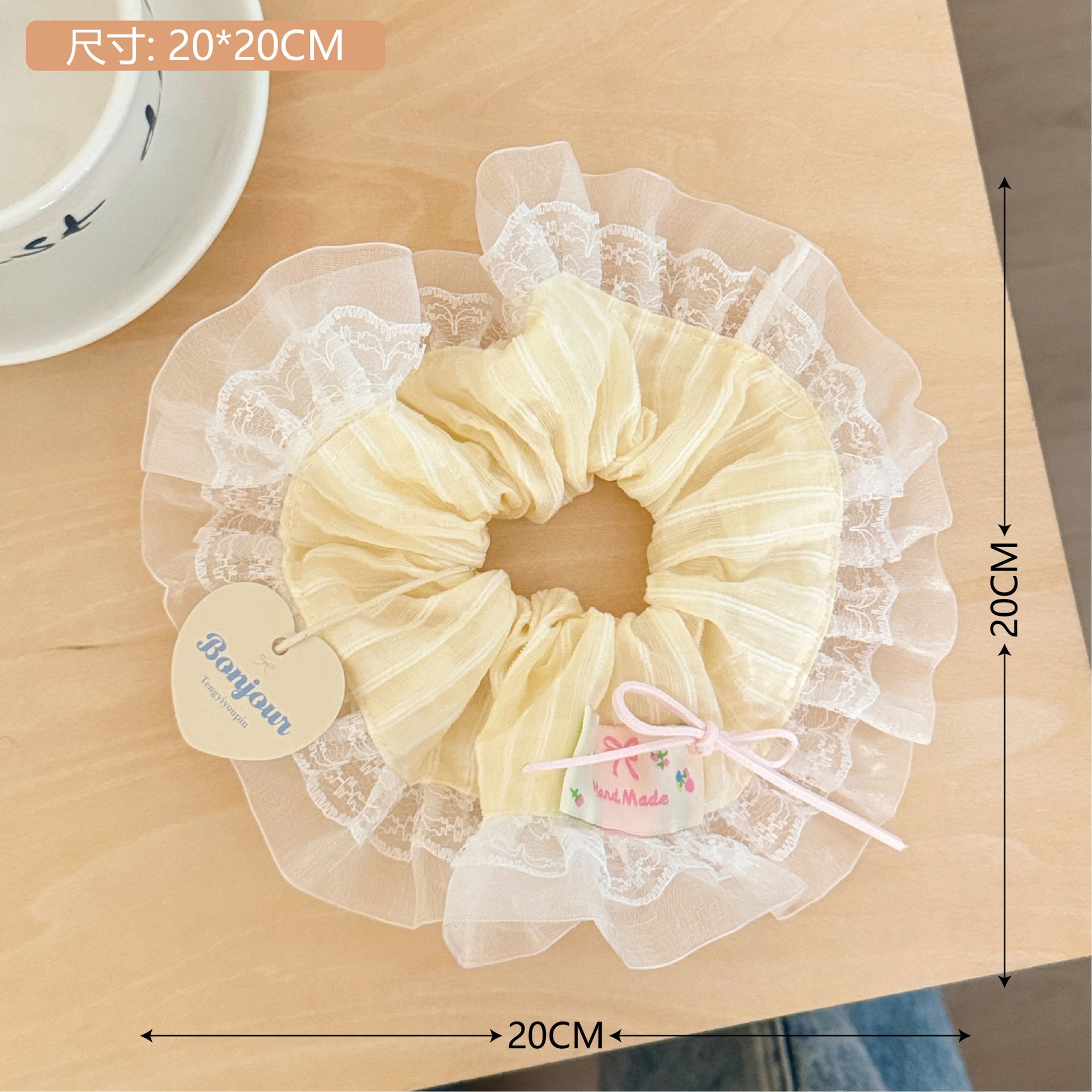 Estilo coreano de alta apariencia de encaje de intestino grueso banda de pelo accesorios para el cabello cuerda de pelo de corazón de niña de todo fósforo pequeño Qing nuevo tocado de cola de caballo de gran altura al por mayor