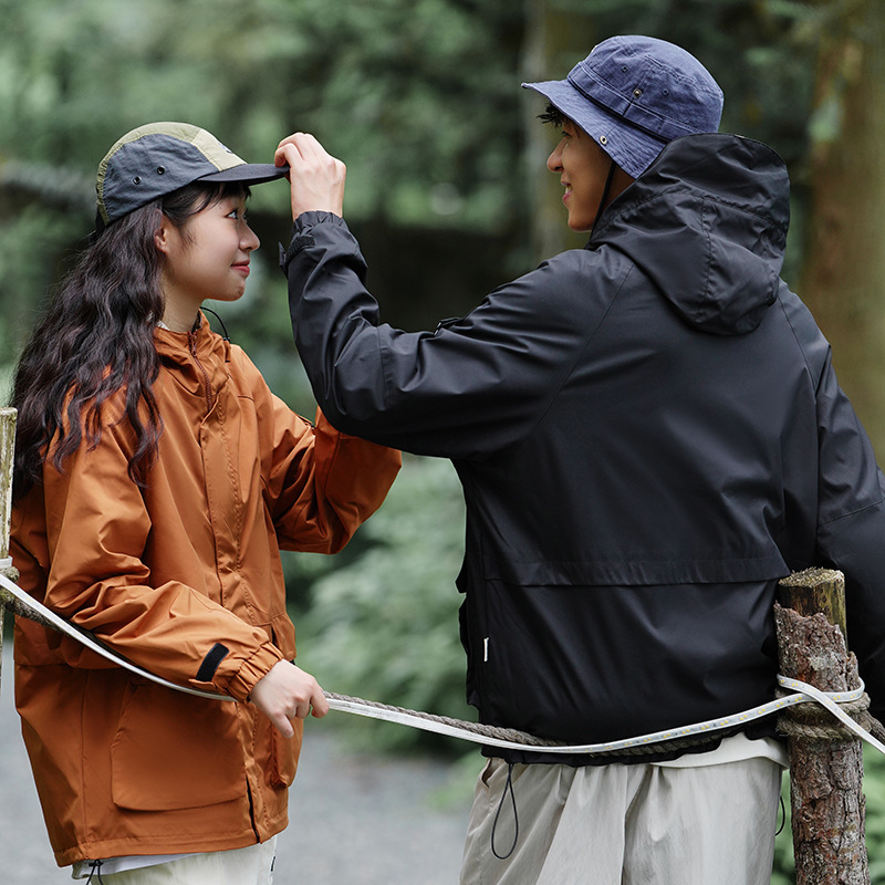 国潮机能风冲锋衣vintage美式外套男高领户外连帽工装外套进藏服