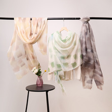 2024新款水溶羊绒手绘围巾女冬季保暖百搭围脖夏季防晒空调房披肩