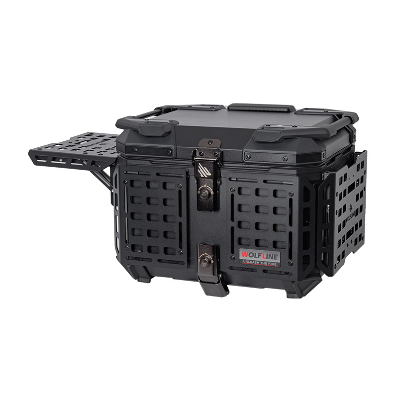 Clearance Sale: 45L Multifunctional Armored Black Aluminum Alloy Motorcycle Tail Box, Scooter Trunk, Foldable Box