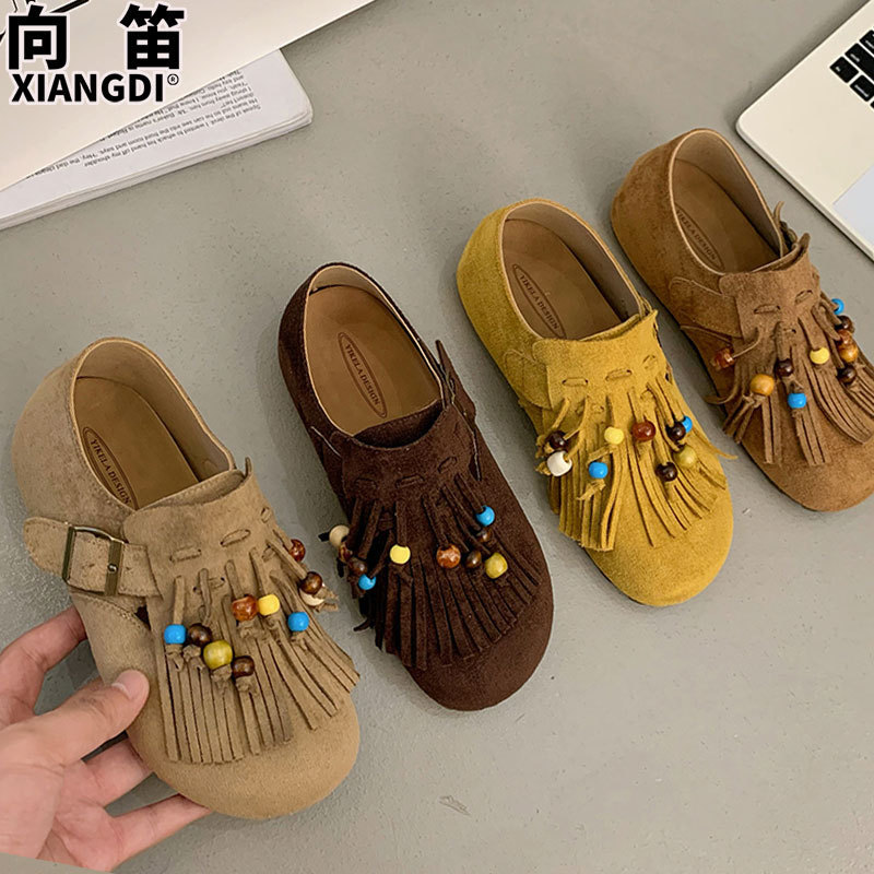 牛皮版软底勃肯鞋子女款袋鼠鞋2025秋季新款一脚蹬单鞋休闲豆豆鞋|undefined