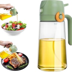 470ml側開噴逆両用オイルポット家庭用キッチン大容量押圧オイルポット噴逆一体噴霧オイルボトル