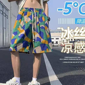 美式复古花短裤男款夏季夏威夷沙滩裤潮牌宽松休闲运动高街五分裤