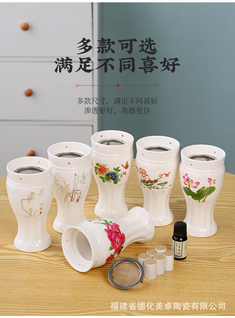 Ceramic Moxibustion Gua Sha Cup Double Layer Jar Warm Therapy Massage Tool with Cloth Sleeve 350g quality and texture