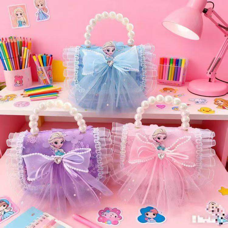 Nuevo bolso para niños niña pequeña bolso de cadena de perlas bolso de mano princesa de moda monedero de hombro