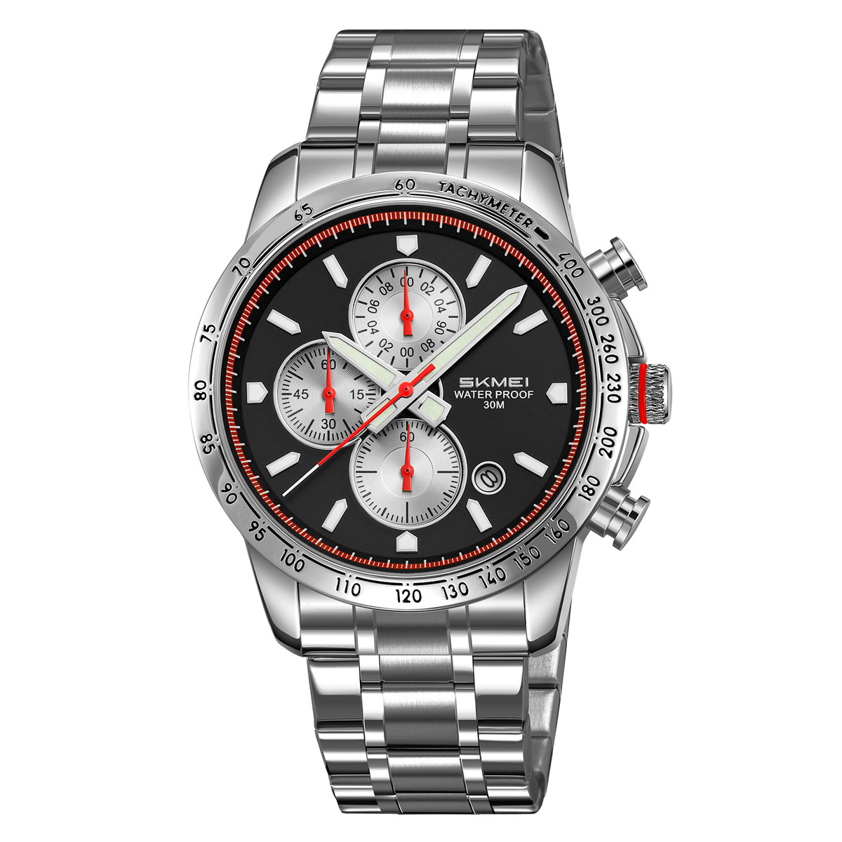 Momento de reloj de cuarzo cronógrafo multifuncional 30 metros relojes deportivos para hombres comercio exterior mayorista transfronterizo