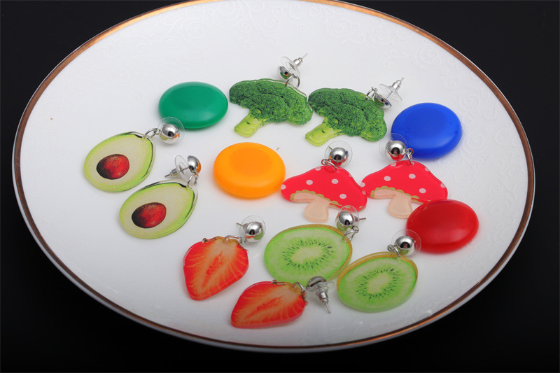 summer three-dimensional acrylic fruit strawberry earrings jewelry