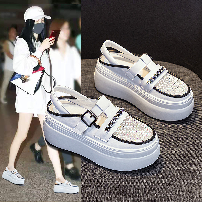 Breathable Mesh Roman Sandals with Colorful Rhinestones for Women, Summer 2026 New Style Platform Sandals with Rhinestones