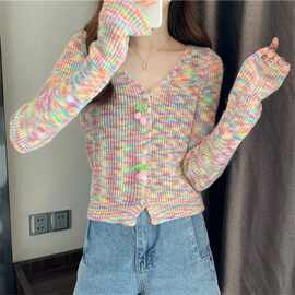 泫雅风针织外套女2025年秋季新款韩版V领毛衣针织衫别致显瘦外搭