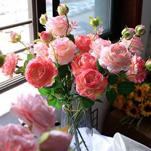 玫瑰假花花摆设装饰绢花桌面摆件客厅花束乾燥花牡丹花插