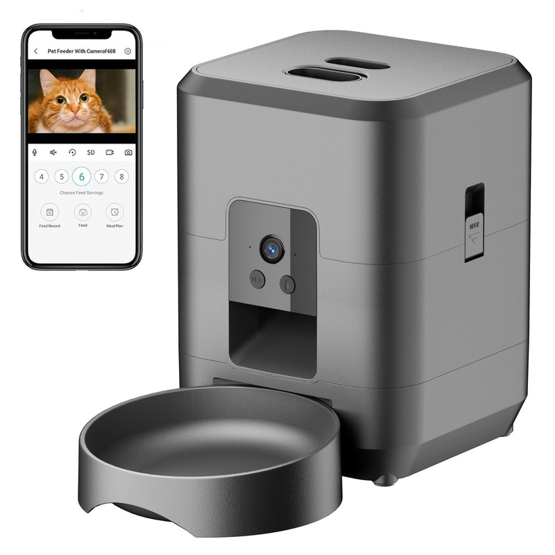 亚马逊爆款宠物自动喂食器猫狗视频按键WiFi喂食器   可贴标|undefined