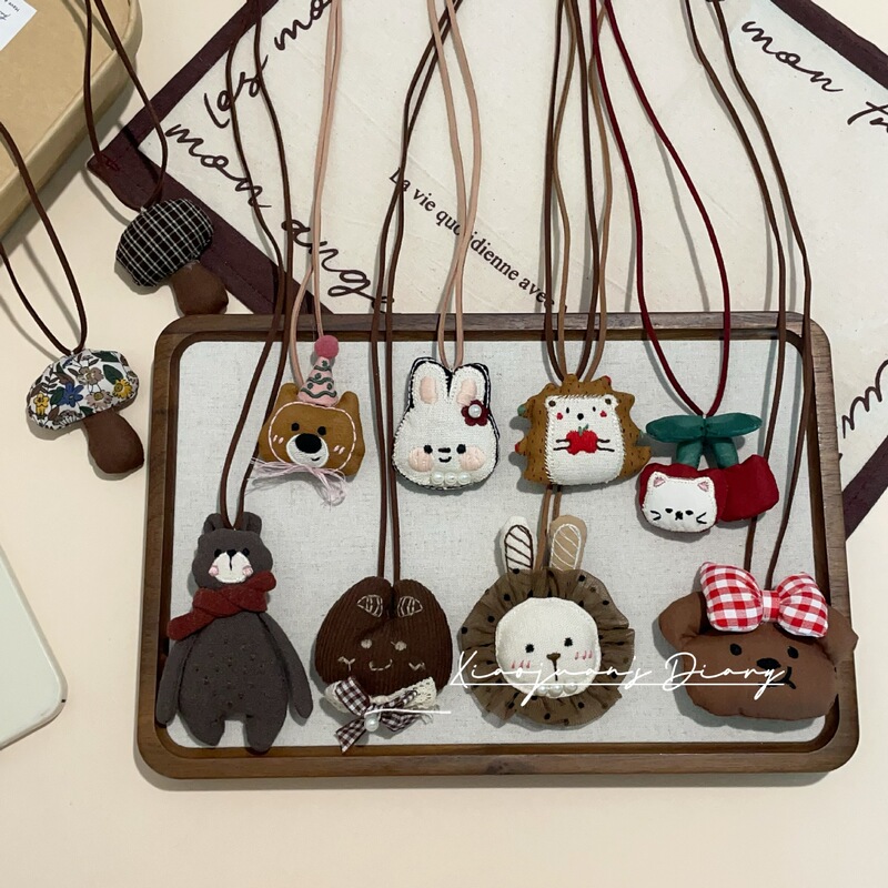 Korean Children's Cute Animal Choker Necklace Forest Style Handmade Embroidery Versatile Neck Chain Girl Clothing Accessory