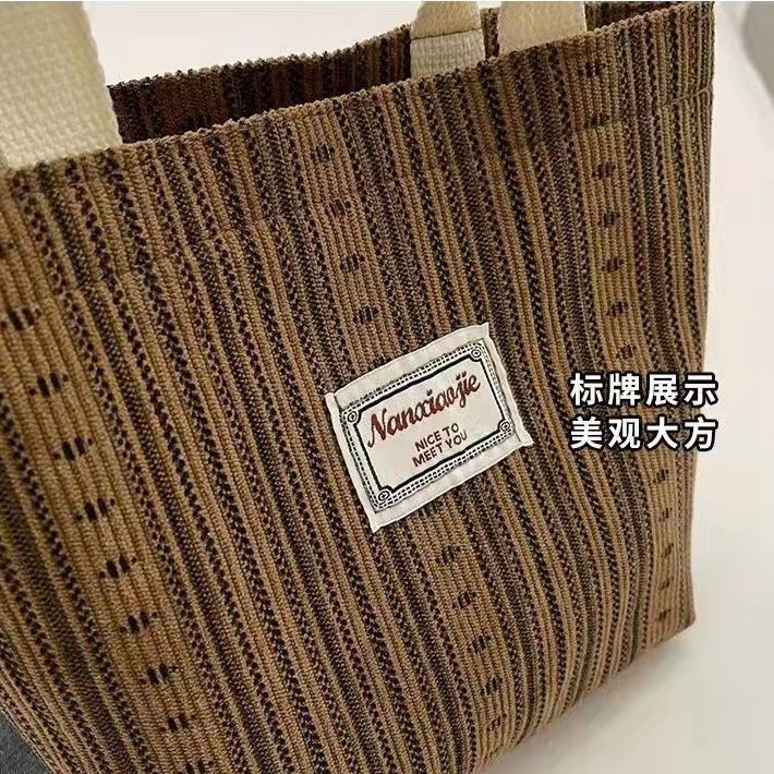 Ins bolso japonés de mujer gran capacidad bolsa de lona de moda rayas de hombro bolsa especial de clase de alto valor facial bolsa de viaje