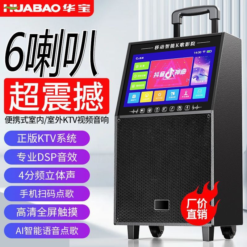华宝 广场舞音响带显示屏幕k歌麦克风一体机户外跳舞视频蓝牙音箱|undefined