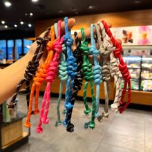 新款百搭拼色背包挂件时尚简约手工编织尼龙绳钥匙扣手机挂饰批发