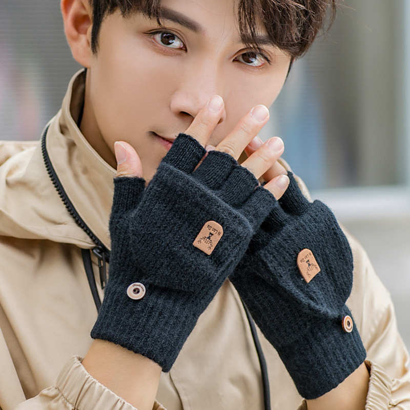 Autumn and winter alpaca wool warm, windproof, breathable, portable, simple half-finger gloves for outdoor cycling Autumn and winter alpaca wool warm, windproof, breathable, portable, simple half-finger gloves for outdoor cycling