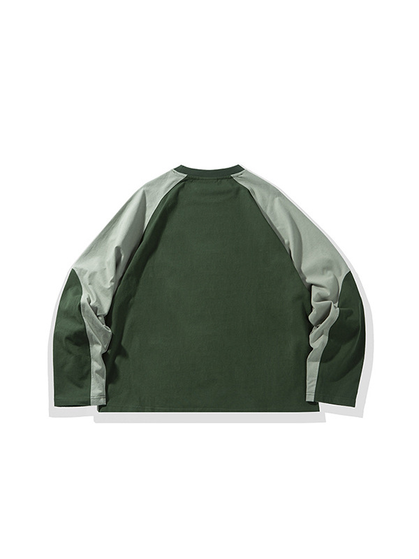 ATBORDER 2025 春の新日本レトロコントラストカラースプライシングラウンドネックスウェットシャツトレンディなカップル Tシャツ男性用