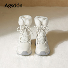 奥古狮登户外雪地靴女2025新款冬季厚底加绒加厚休闲白色马丁靴子