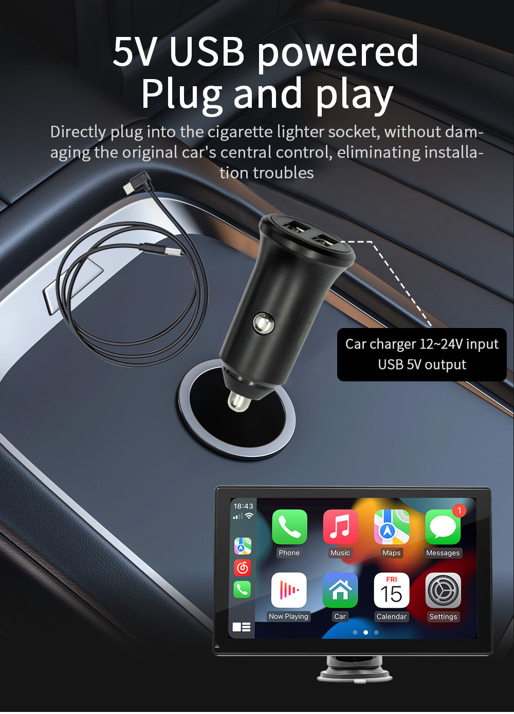 Transfronterizo 9 pulgadas carplay portátil control central navegación de pantalla grande WiFi radio Bluetooth de automóvil