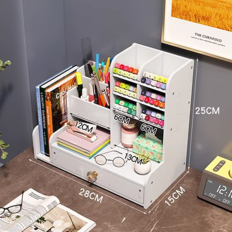 Caja de papelería multifuncional tipo estante de cajón multi-cámarajes de inserción oblicuo bolígrafo de escritorio para niños marcador bolígrafo caja de almacenamiento