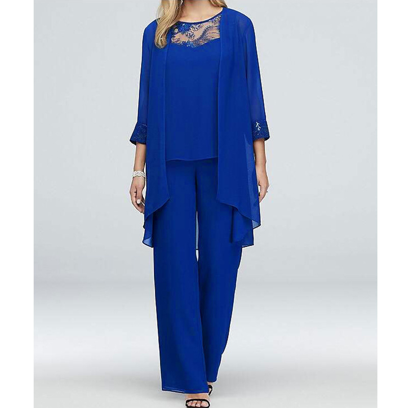 New European and American casual three-piece suit fashion slim lace stitching party commuter women's elegant suit