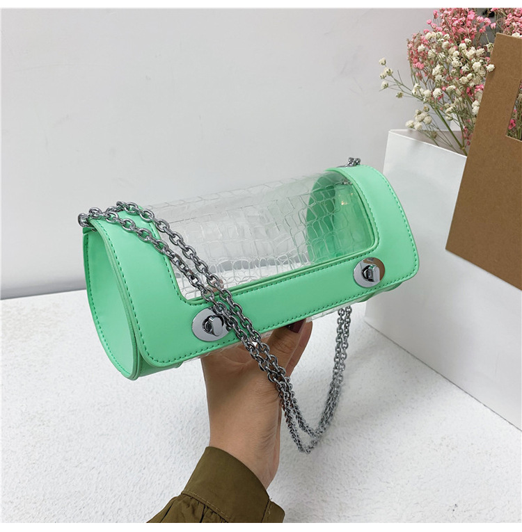 New Korean Cylinder Transparent Chain Messenger Bag display picture 8