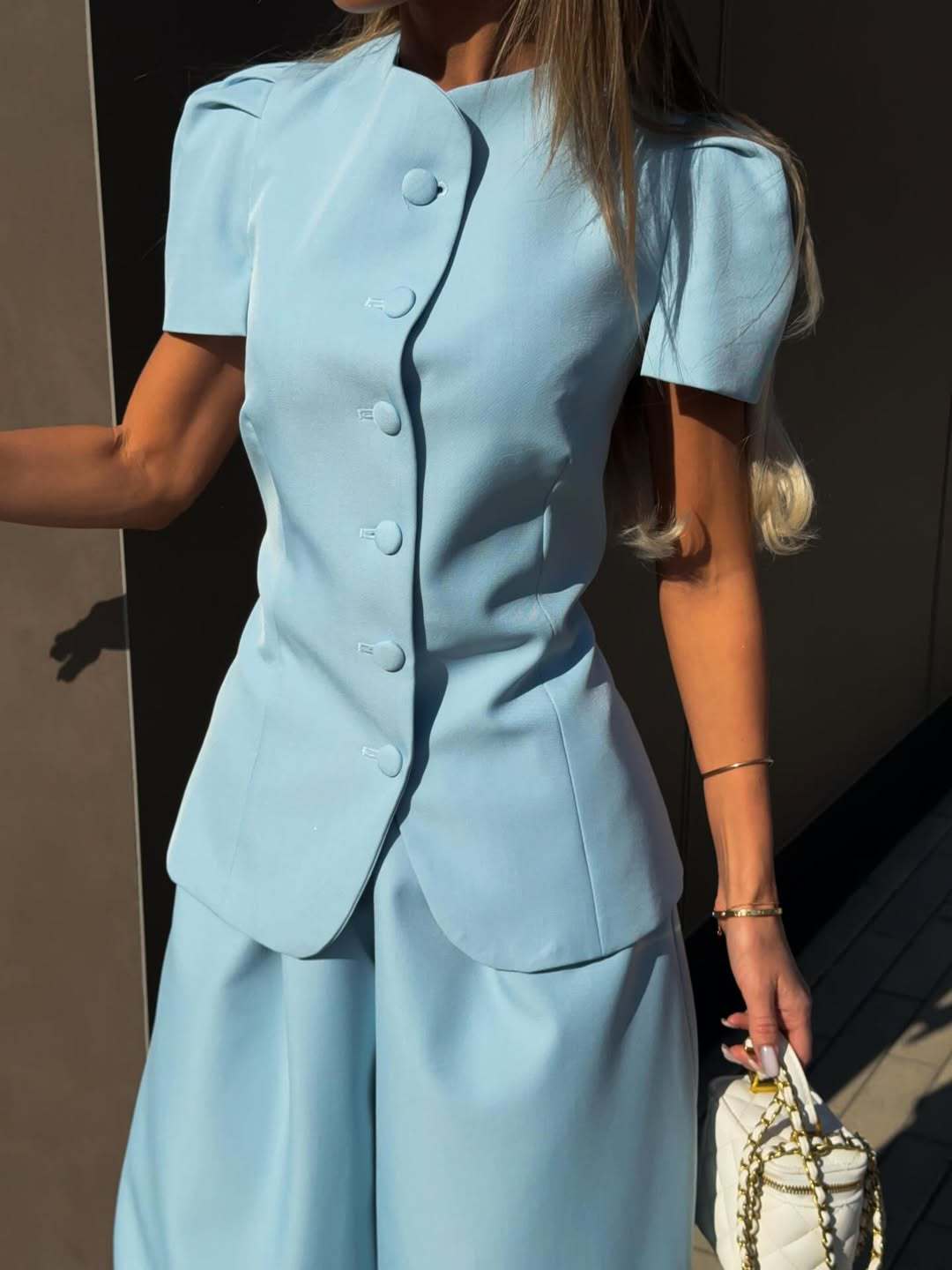 Elegant Women's Two-Piece Set: Blazer Style Jacket With High-Waisted Wide-Leg Trousers, Trendy Suit Outfit_ecoleips.com